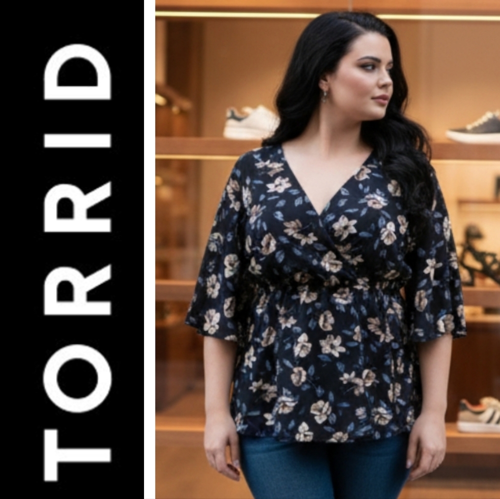 Torrid Black Floral Blouse